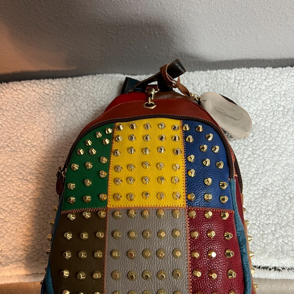 💚❤️💙💛AmeriLeather Borka Leather Backpack NWT (regularly $189)❤️BEAUTIFUL❤️NEW - Picture 3 of 16